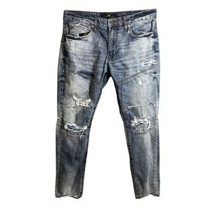 Jordan Craig Legacy Edition‎ 'Aaron' Distressed Moto Jeans Men's 34x34 Blue